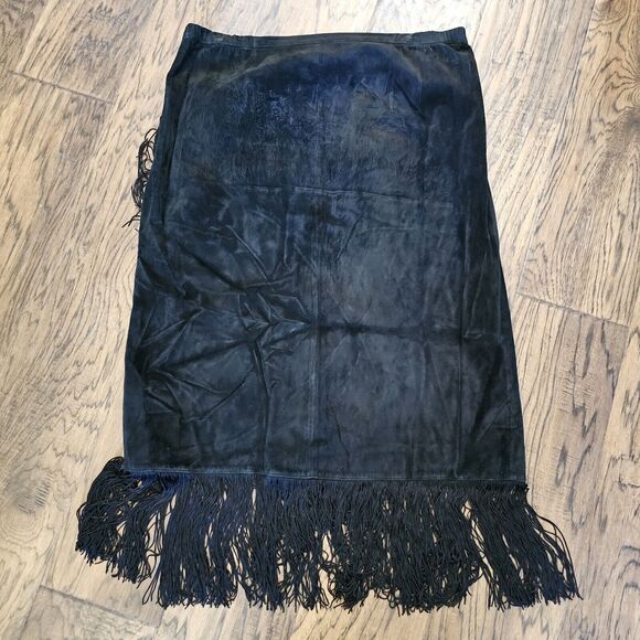 Chico's Navy A-Line Skirt with Fringe Detail - Picture 4 of 4